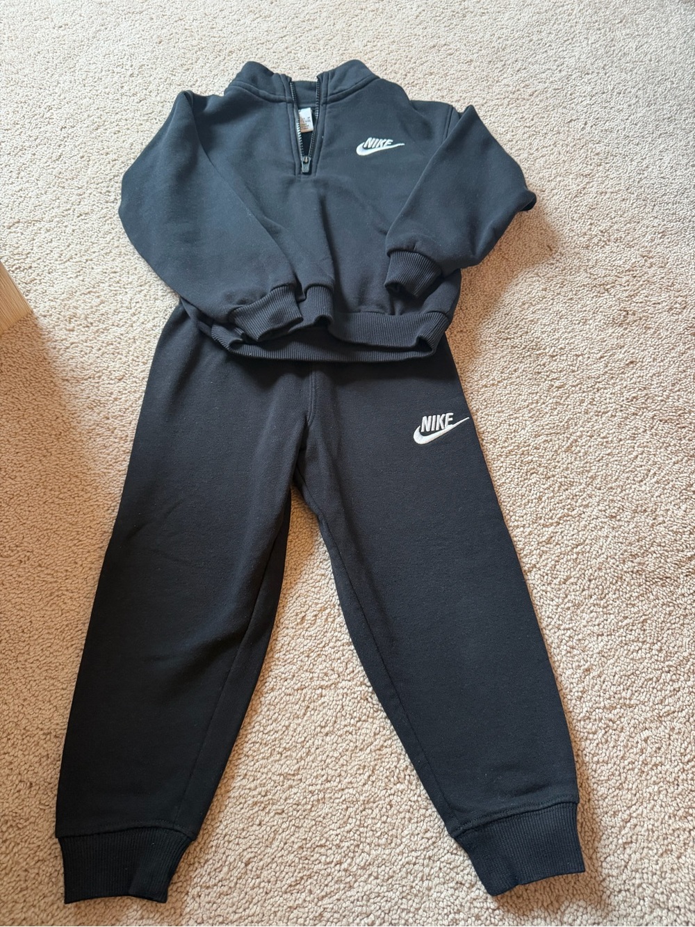 Nike Black Kids Two-Piece Jogger Set with White Logos